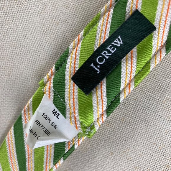 J Crew Silk Fabric Belt M L Green Pink Diagonal Stripes D Ring Slide Excellent - Picture 3 of 11
